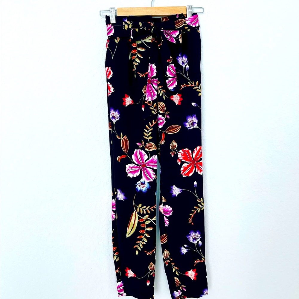 Express Floral Print Paper Bag Pants